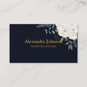 Modern Chic Gold Navy Blue Minimalist Professional Business Card