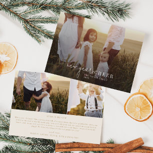 Modern Chic Gold Photo Overlay New Year News Holiday Card