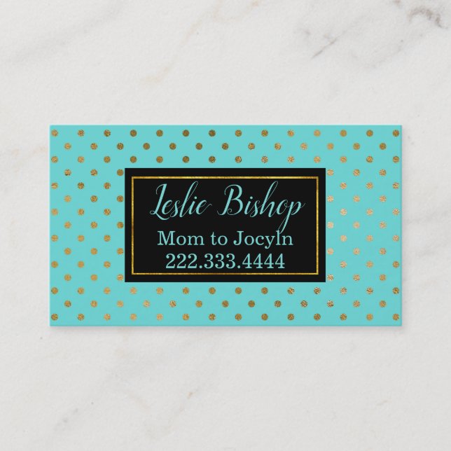 Modern Chic Gold Polka Dot Mommy Card (Front)