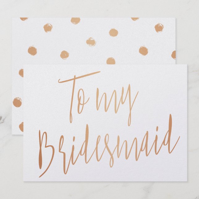 Modern Chic Gold Rose To my Bridesmaid Invitation (Front/Back)