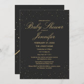 Modern Chic Gold Speckled on Black Baby Shower Invitation (Front/Back)