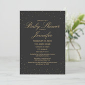 Modern Chic Gold Speckled on Black Baby Shower Invitation (Standing Front)