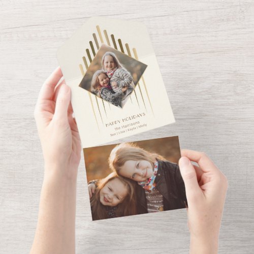 Modern Chic Gold Strokes w/Diamond-Shaped Photo