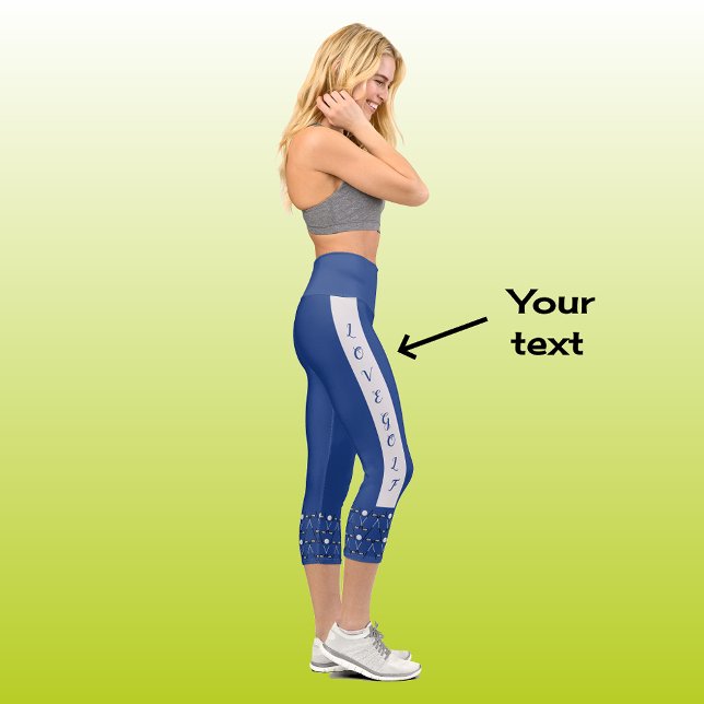 Modern chic golf pattern text navy  capri leggings (Creator Uploaded)