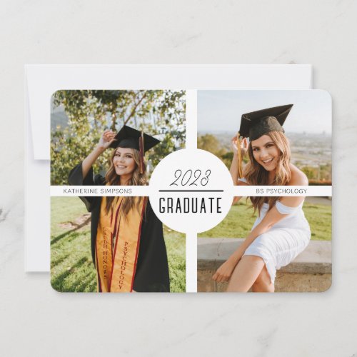 Modern Chic Graduate Two Photo Note Card