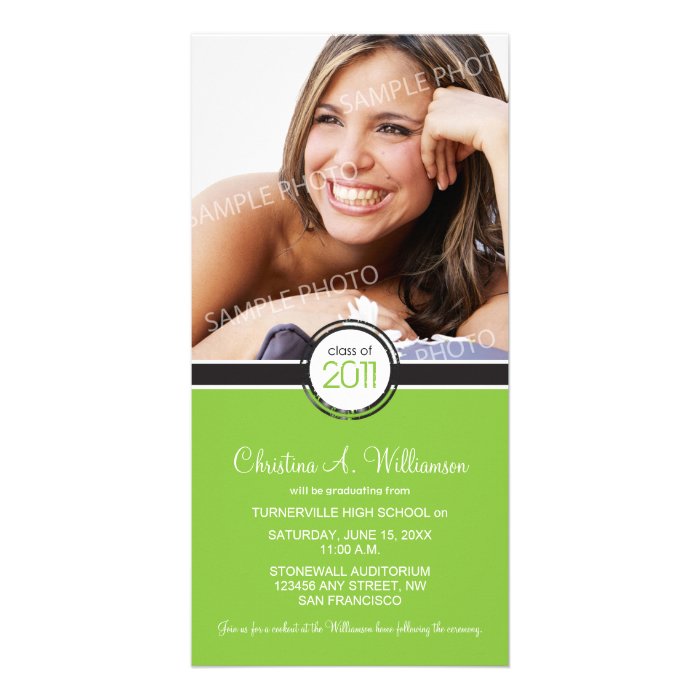 Modern Chic Graduation Announcement (green) Customized Photo Card