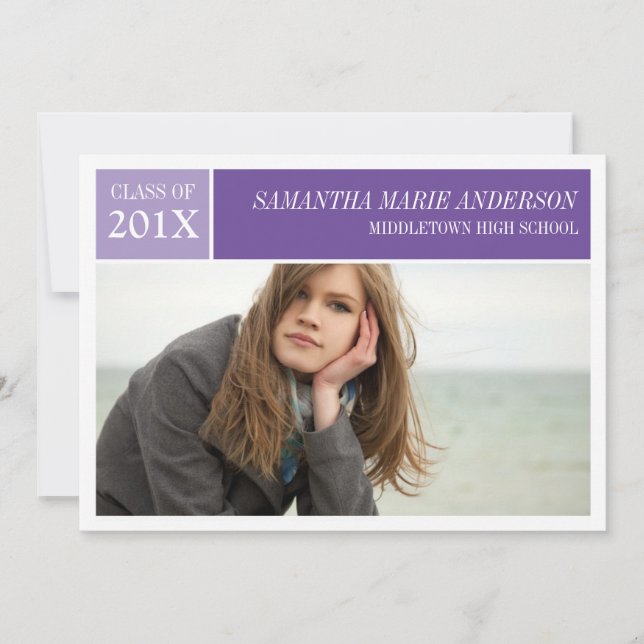 Modern Chic Graduation Invitation- Purple / Violet Invitation (Front)