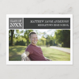 Modern Chic Graduation Postcard - Black