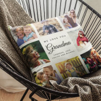 Modern Chic Grandma Keepsake Family Photo Collage Throw Pillow