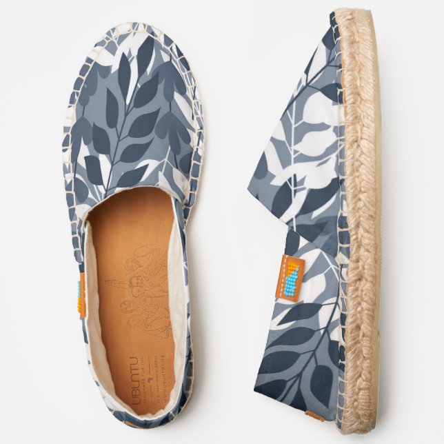 Modern Chic Gray White Floral Pattern | Botanical Espadrilles (Side)