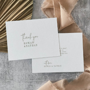 Modern Chic Green and White Flat Wedding Thank You Card