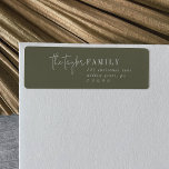 Modern Chic | Green Family Return Address Label<br><div class="desc">These modern chic green family return address labels are perfect for a stylish holiday card or any personal mailing. This simple boho design features classic sophisticated calligraphy in rustic olive green and white. These labels can be used for Christmas cards, party invitations, a special event or any time you need...</div>