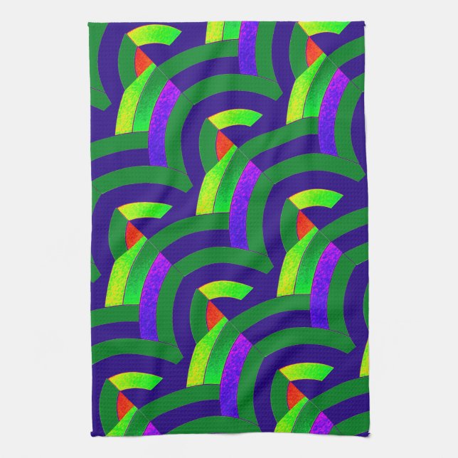 modern chic green/navy chevrons kitchen towel (Vertical)