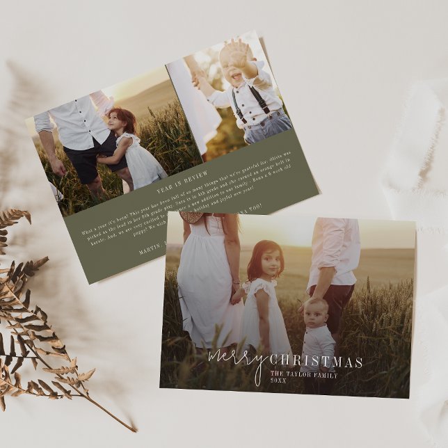 Modern Chic | Green Photo Overlay Christmas News Holiday Card (Creator Uploaded)