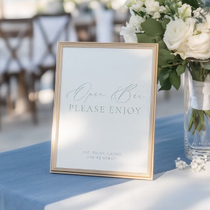 Modern Chic Green & White Open Bar Wedding Sign