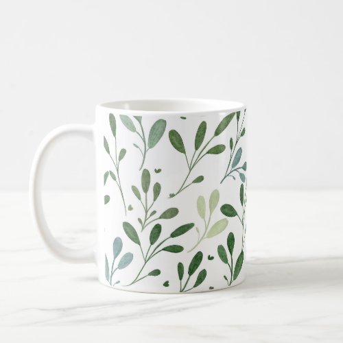 Modern Chic Greenery Watercolor Botanical Leaves Coffee Mug