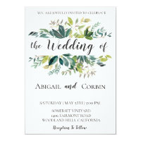 Modern Chic Greenery Wedding Invitation