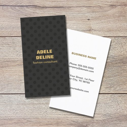 Modern Chic Grey Dots Gold Beauty Consultant Business Card