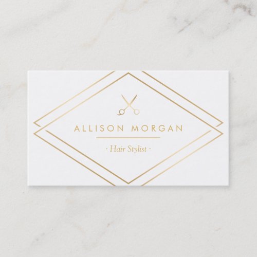 Modern Chic Hair Salon Scissors Faux Gold Look Business Card