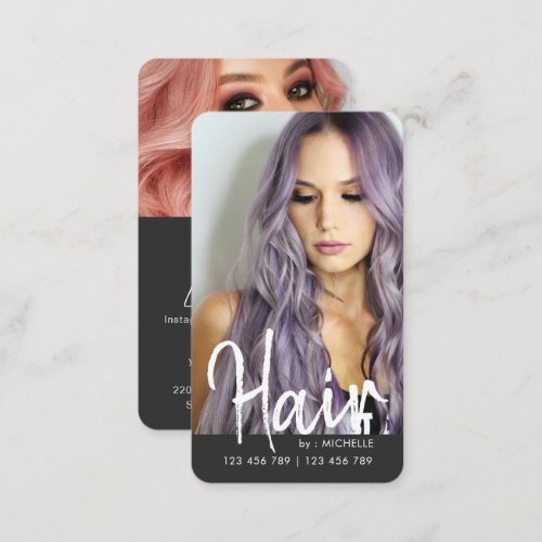 Modern chic Hair Stylish QR code photo Business Card