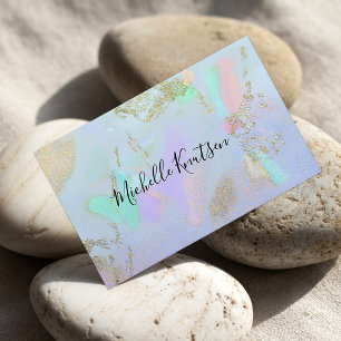 Modern Chic Hair Stylist Beauty Salon Opal Stone Business Card