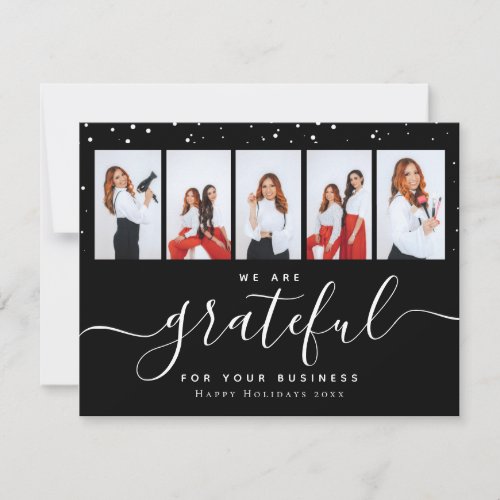 Modern Chic Hair Stylist Salon Logo Photo Collage  Holiday Card