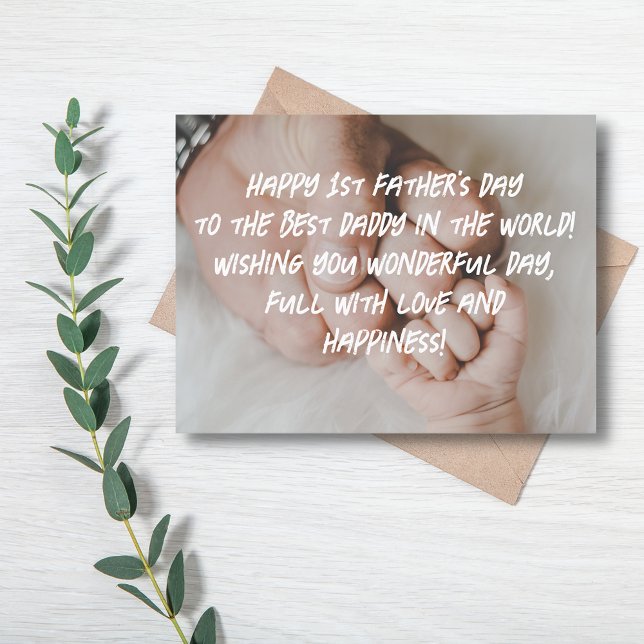modern chic Happy 1st father's day photo stylish Holiday Postcard (Creator Uploaded)