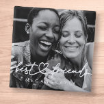 Modern Chic Heart Best Friends Besties BFF Photo Button<br><div class="desc">Design is composed of fun and playful cursive script typography with sans serif font. Add a custom photo.</div>