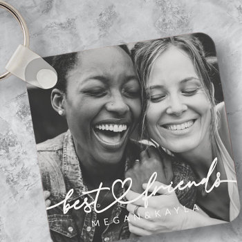 Modern Chic Heart Best Friends Besties Bff Photo Keychain by SelectPartySupplies at Zazzle