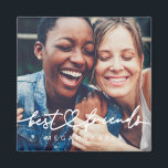 Modern Chic Heart Best Friends Besties BFF Photo Magnet<br><div class="desc">Design is composed of fun and playful cursive script typography with sans serif font. Add a custom photo.</div>