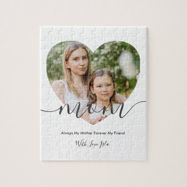 Modern Chic Heart Shaped Photo Gift For Mom Jigsaw Puzzle (Vertical)