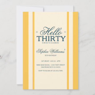 Modern Chic Hello Any Age Adult Birthday Party Invitation