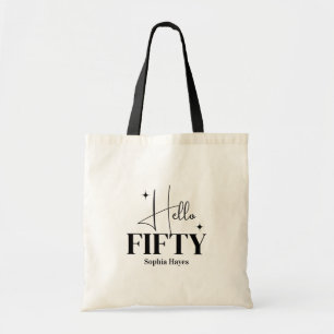 Modern Chic Hello Fifty 50th Birthday Custom Tote Bag