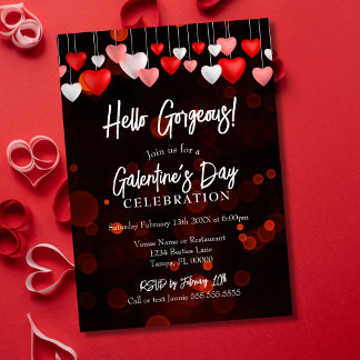 Modern Chic Hello Gorgeous Galentine's Day Party Invitation