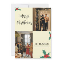 Modern Chic Holly Berries Merry Christmas 2 Photo