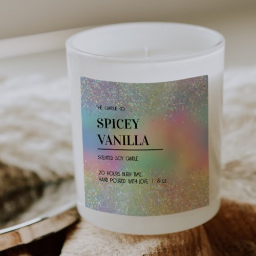 Modern Chic Holographic Glitter Soy Candle Label