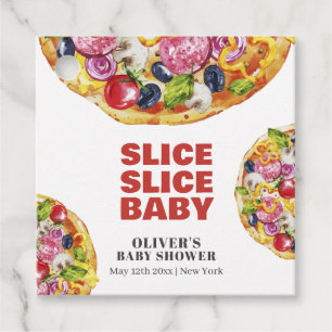 Modern Chic Italian Slice Slice Pizza Baby Shower Favor Tags
