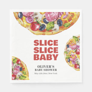 Modern Chic Italian Slice Slice Pizza Baby Shower  Napkins