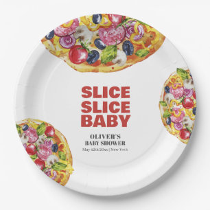 Modern Chic Italian Slice Slice Pizza Baby Shower  Paper Plates