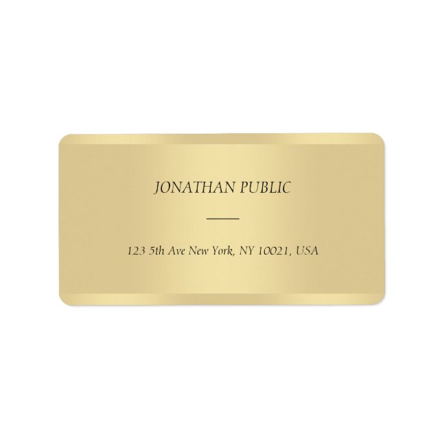 Modern Chic Italic Text Name Trendy Gold Address Label (Front)