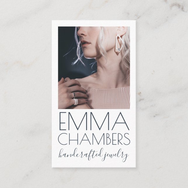 Modern Chic Jewelry Designer Business Card (Front)