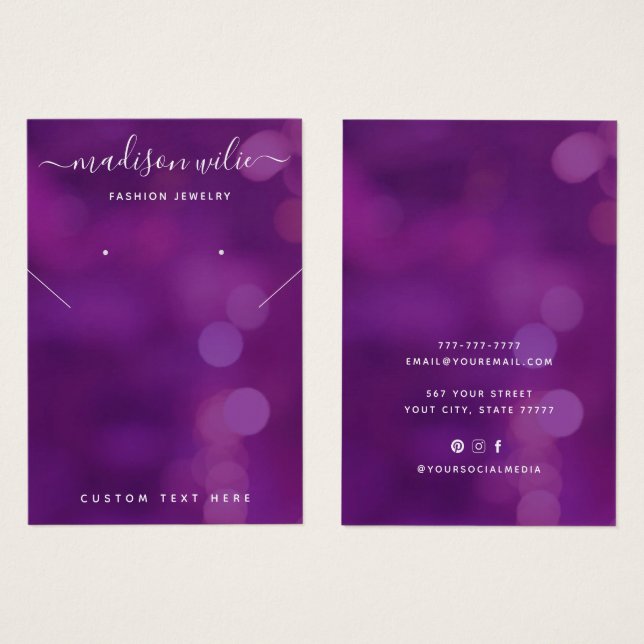 Modern Chic jewelry necklace earring display Card (Front & Back)