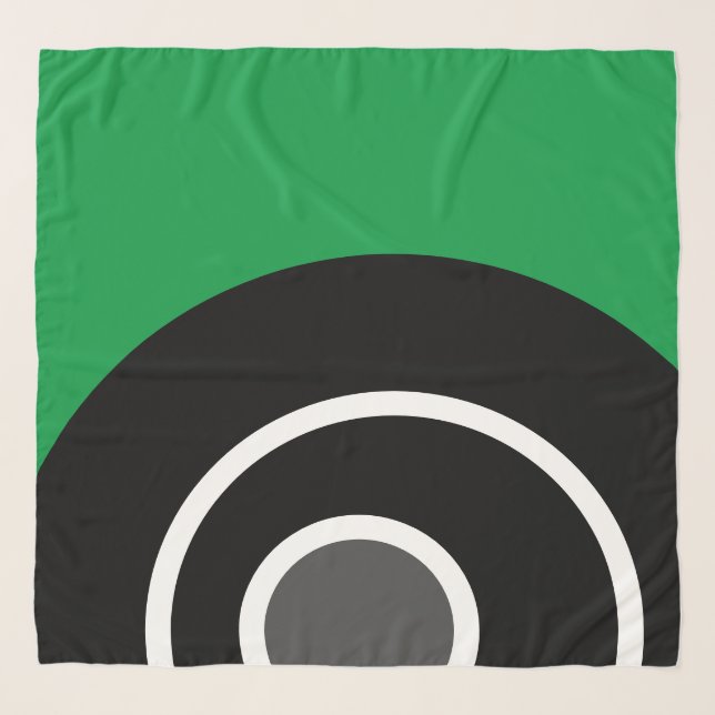 Modern Chic Kelly Green Black White Concentric Art Scarf (Front)