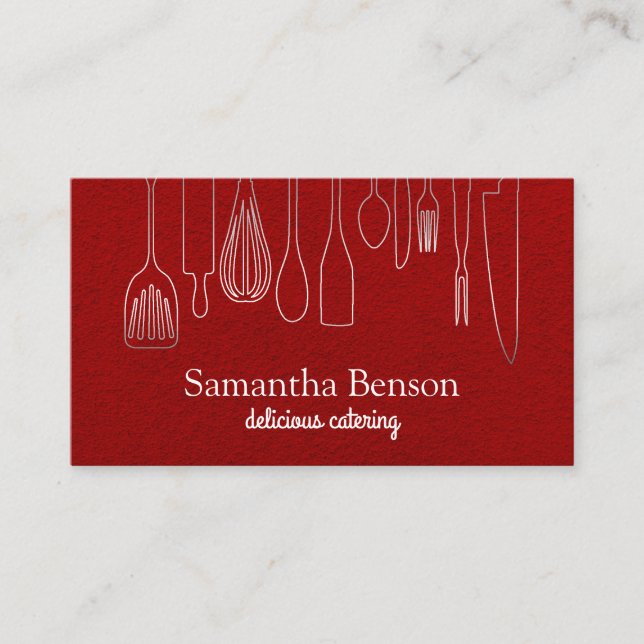 Modern Chic Kitchen Utensils Cooking and Catering Business Card (Front)