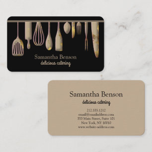 Modern Chic Kitchen Utensils Cooking and Catering Business Card