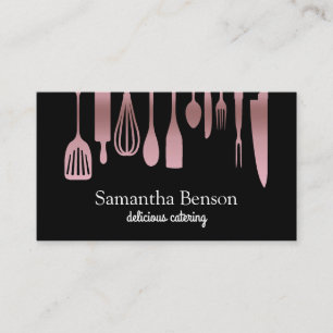 Modern Chic Kitchen Utensils Cooking and Catering Business Card