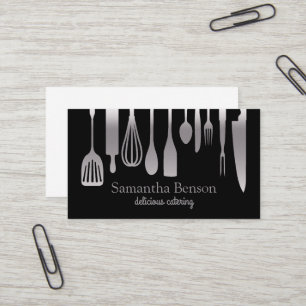 Modern Chic Kitchen Utensils Cooking and Catering Business Card