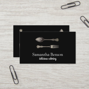 Modern Chic Kitchen Utensils Cooking and Catering Business Card