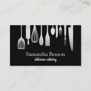 Modern Chic Kitchen Utensils Cooking and Catering Business Card