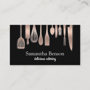 Modern Chic Kitchen Utensils Cooking and Catering Business Card